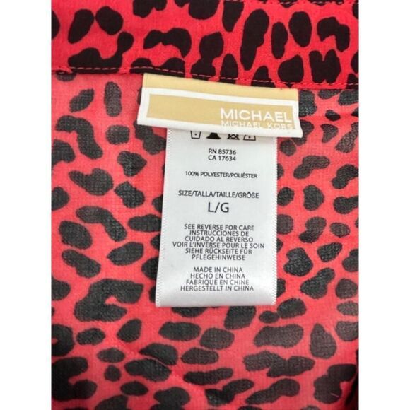 NWT Michael Kors MM29320 Sea Coral Sheer Leopard Button-Front Dress - Picture 5 of 8